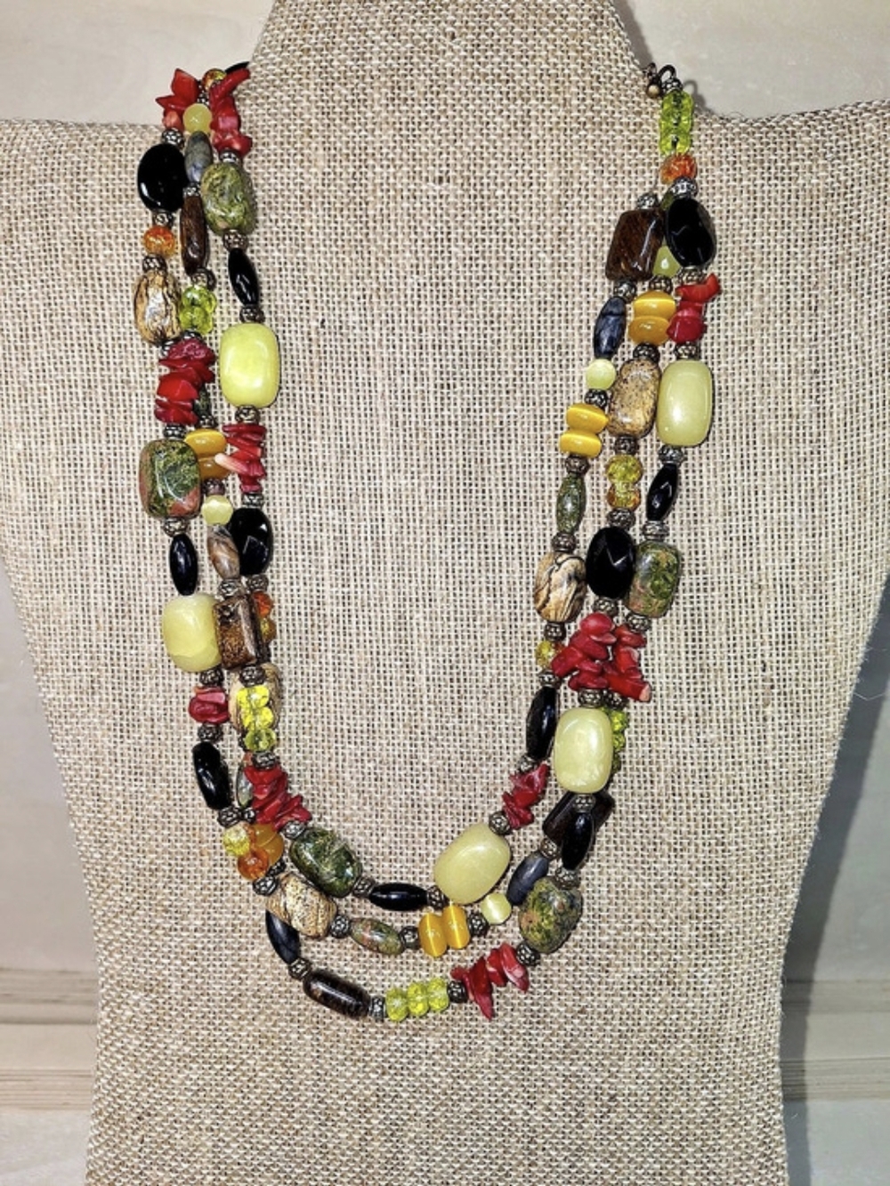 Gemstone Multi-strand Statement Necklace